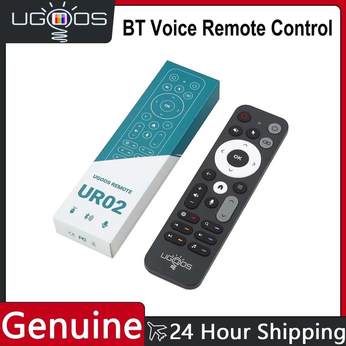 Original UGOOS UR02 Bluetooth Voice Remote Control – Replacement for TOX1, TOX3, TOX4, AM8 PRO, AM6B PLUS, X4, X4Q & Cub