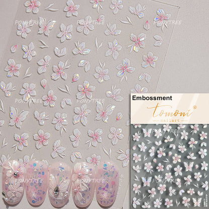 Colourful Frangipani, Bright Lily Flowers Nail Art Stickers, Gradual Petal Vivid Dew Delicate Romantic Manicure Decals