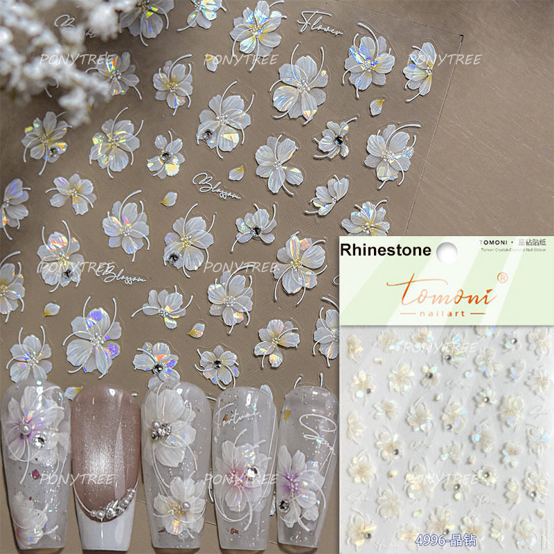 Colourful Frangipani, Bright Lily Flowers Nail Art Stickers, Gradual Petal Vivid Dew Delicate Romantic Manicure Decals