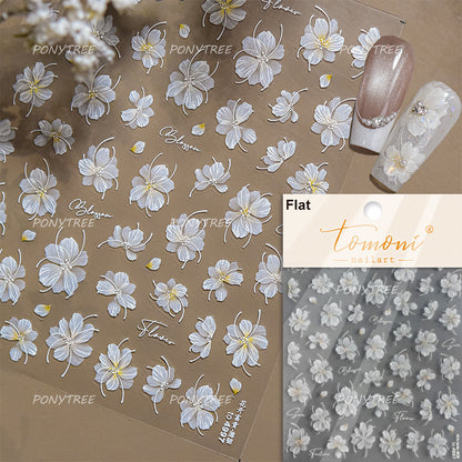 Colourful Frangipani, Bright Lily Flowers Nail Art Stickers, Gradual Petal Vivid Dew Delicate Romantic Manicure Decals