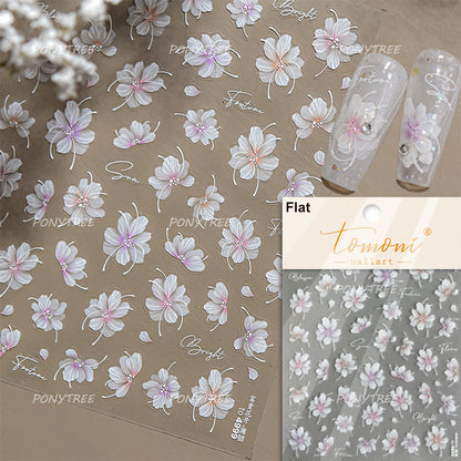 Colourful Frangipani, Bright Lily Flowers Nail Art Stickers, Gradual Petal Vivid Dew Delicate Romantic Manicure Decals