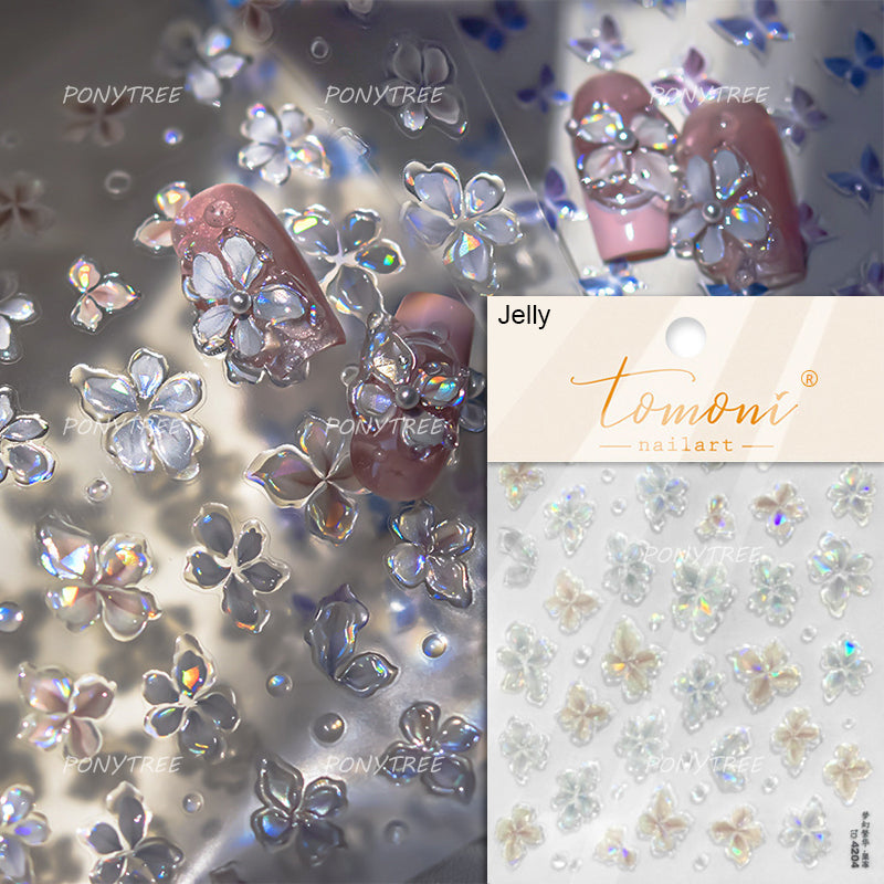 Colourful Frangipani, Bright Lily Flowers Nail Art Stickers, Gradual Petal Vivid Dew Delicate Romantic Manicure Decals