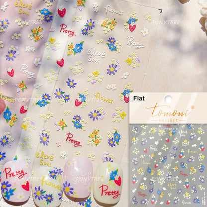 Colourful Frangipani, Bright Lily Flowers Nail Art Stickers, Gradual Petal Vivid Dew Delicate Romantic Manicure Decals