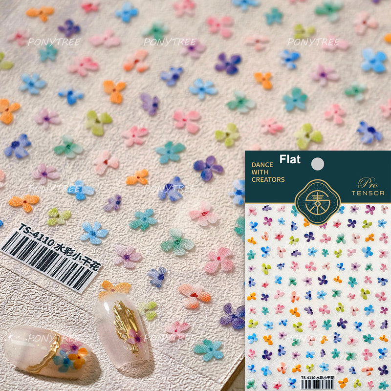 Colourful Frangipani, Bright Lily Flowers Nail Art Stickers, Gradual Petal Vivid Dew Delicate Romantic Manicure Decals