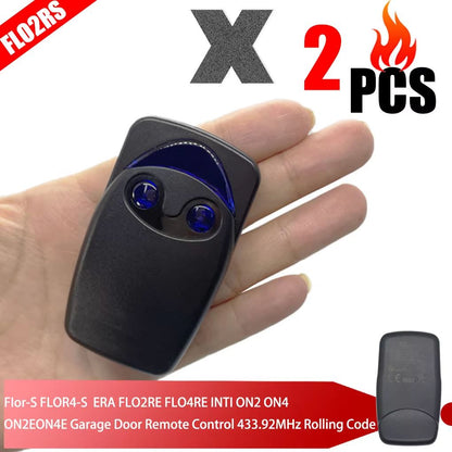 2PCS FLOR FLO2RS Garage Gate Remote Control – 433.92MHz Rolling Code Compatible with FLO4RS, ON1, ON2, ON4, INTI Series