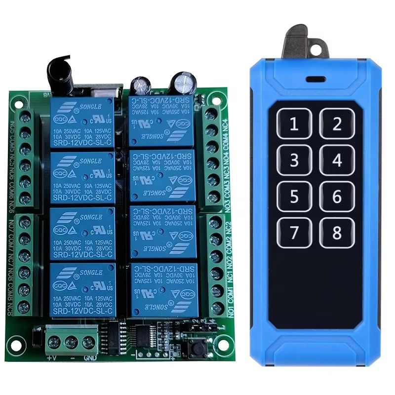 433MHz 8Channel RF Wireless Remote Control Switch  DC 12V24V Relay Receiver With Industrial Transmi 11