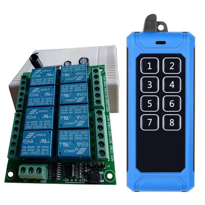 433MHz 8Channel RF Wireless Remote Control Switch  DC 12V24V Relay Receiver With Industrial Transmi 12