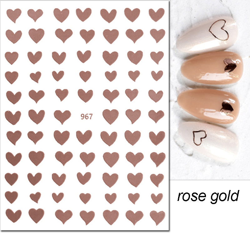 3D Nail Art Stickers Red Black White Love Hearts Stars Clouds French Full Adhesive Nail Decals Slid