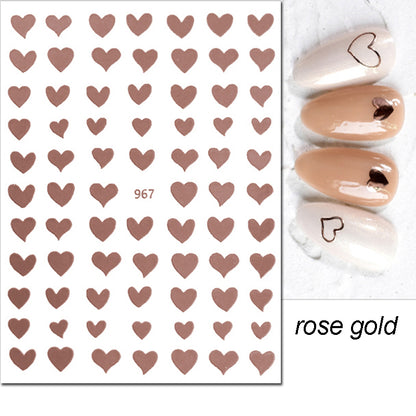 3D Nail Art Stickers Red Black White Love Hearts Stars Clouds French Full Adhesive Nail Decals Slid
