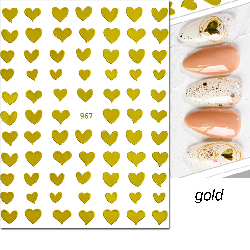 3D Nail Art Stickers Red Black White Love Hearts Stars Clouds French Full Adhesive Nail Decals Slid