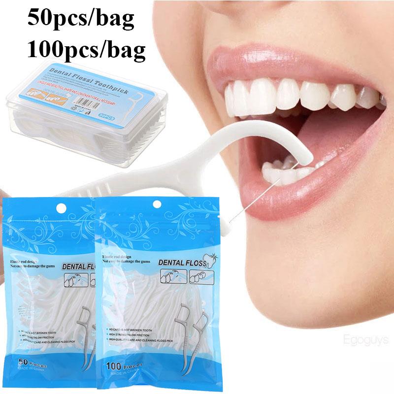 Oral Care Interdental Brush Dental Floss Teeth Picks Disposable Bamboo Charcoal Tooth Clean Stick for Dental Hygiene