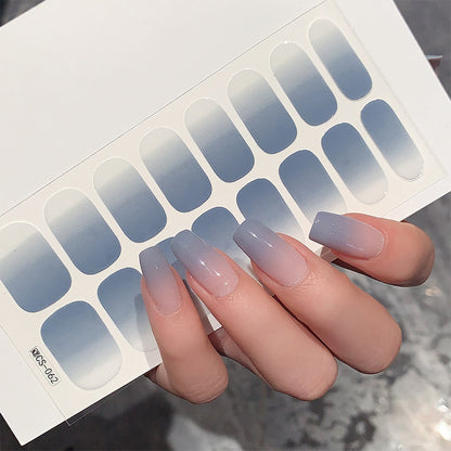 Semi Cured Wrap Gradient Nail Stickers MultiColor Solid Gel Full Cover Sliders No Need UV Lamp Fast 3