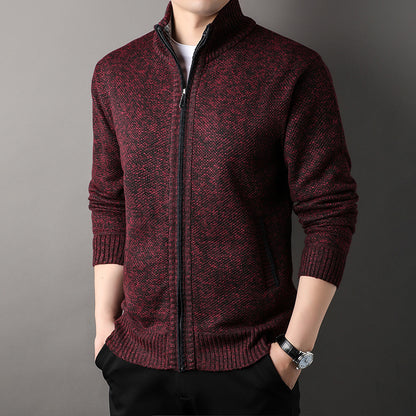 Mens Standup Collar Knit Sweater Autumn Winter Jacket Slim Cardigan Tops Solid Color Sweatercoat Gi 7