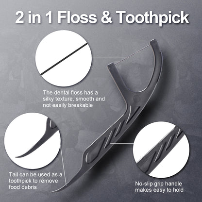 Bamboo Charcoal Mint Dental Floss Stick Interdental Cleaning Tool With Free Dental Floss Box Suitab 1
