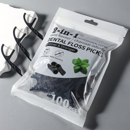 Bamboo Charcoal Mint Dental Floss Stick Interdental Cleaning Tool With Free Dental Floss Box Suitab 4