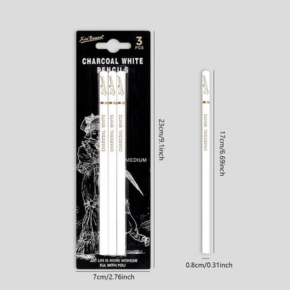 Professional White Charcoal Pencils For Sketch Highlight White Drawing Pencils For Shading Blending 4