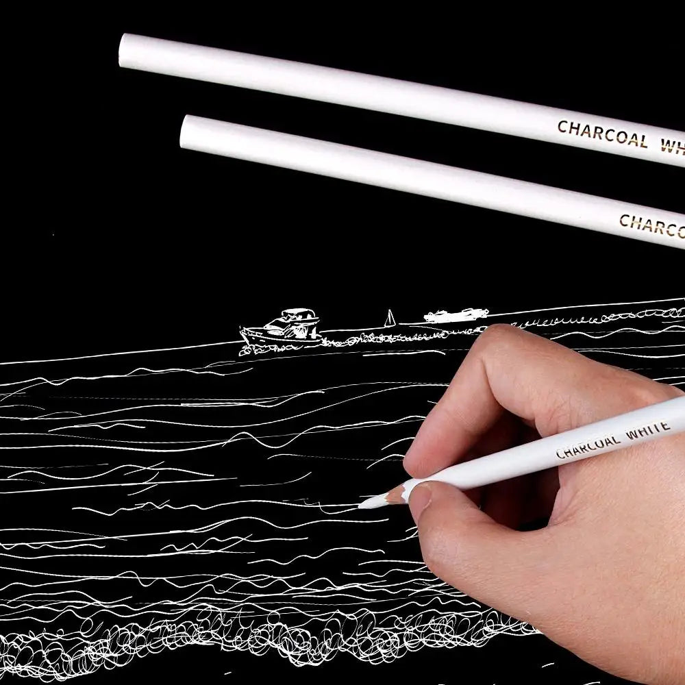 Professional White Charcoal Pencils For Sketch Highlight White Drawing Pencils For Shading Blending 5