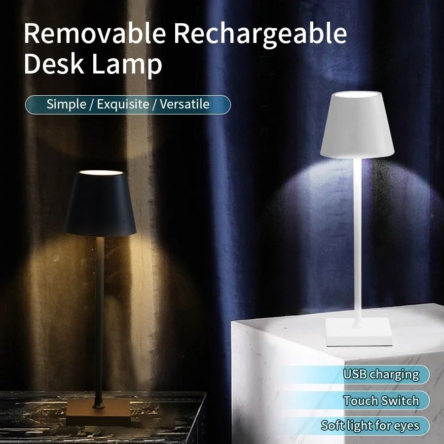 LED Rechargeable Desk Lamp Wireless Touch Control Waterproof Table Light 2
