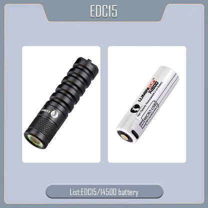 EDC15 Portable LED Flashlight  760 Lumen Keychain Torch With IP68 Waterproof Rating AA14500 Battery 7