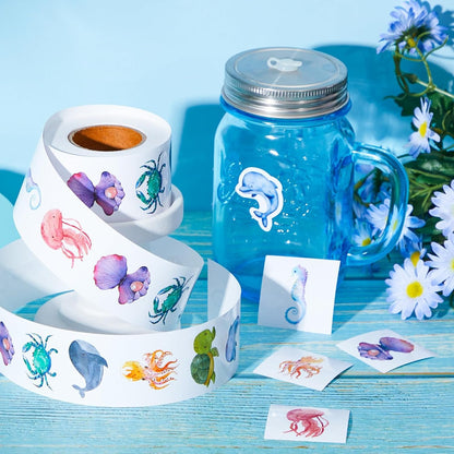 100-500pcs Cartoon Marine Animal Stickers for Kids, Dolphin Teacher Reward, Encourage, Sealing Label Stationery Sticker