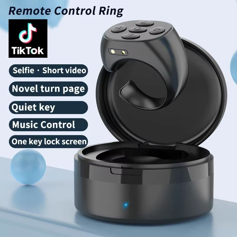 Bluetooth Fingertip Remote Control Ring – Page Turner, Music Controller & Camera Shutter for TikTok, iPhone & More