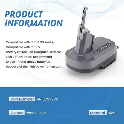 AR18DSV7V8 Battery Adapter  Replacement For AEG  RIDGID 18V To Dyson V7V8 LiIon Vacuum 1