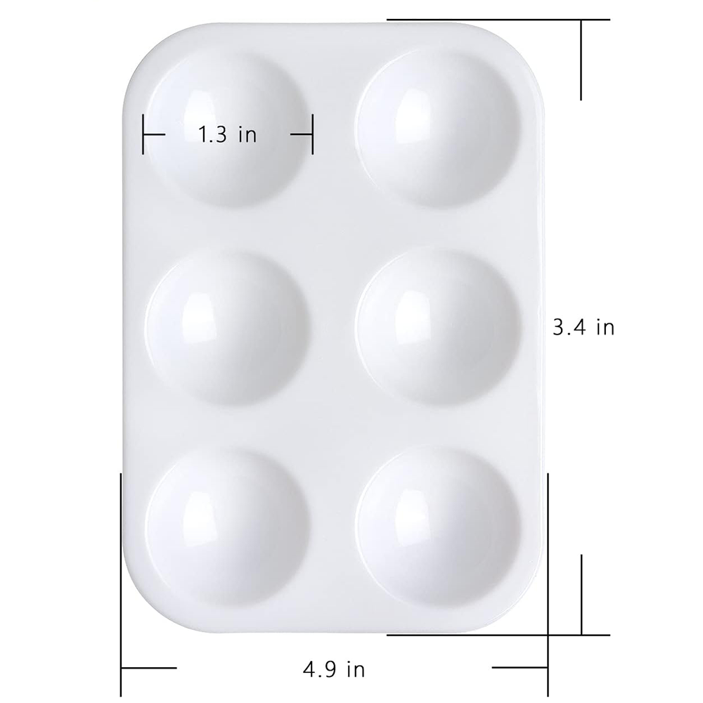 Durable White Plastic Paint Tray Palette, Watercolor Ceramic Color Mixing Palette for Art, DIY Crafts, Painting Parties