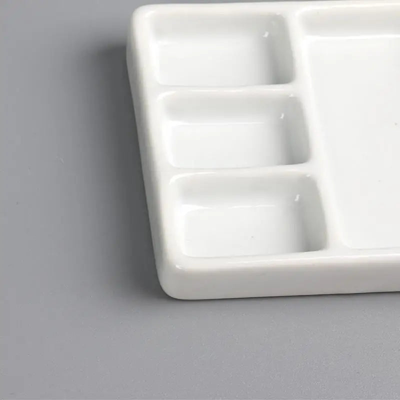 Portable Ceramic Square Palette Multigrid Watercolor Oil Paint Tray Adult Beginner Jingdezhen Firin 1