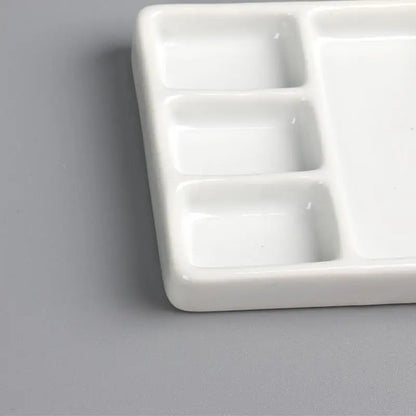 Portable Ceramic Square Palette Multigrid Watercolor Oil Paint Tray Adult Beginner Jingdezhen Firin 1