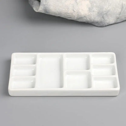 Portable Ceramic Square Palette Multigrid Watercolor Oil Paint Tray Adult Beginner Jingdezhen Firin 2