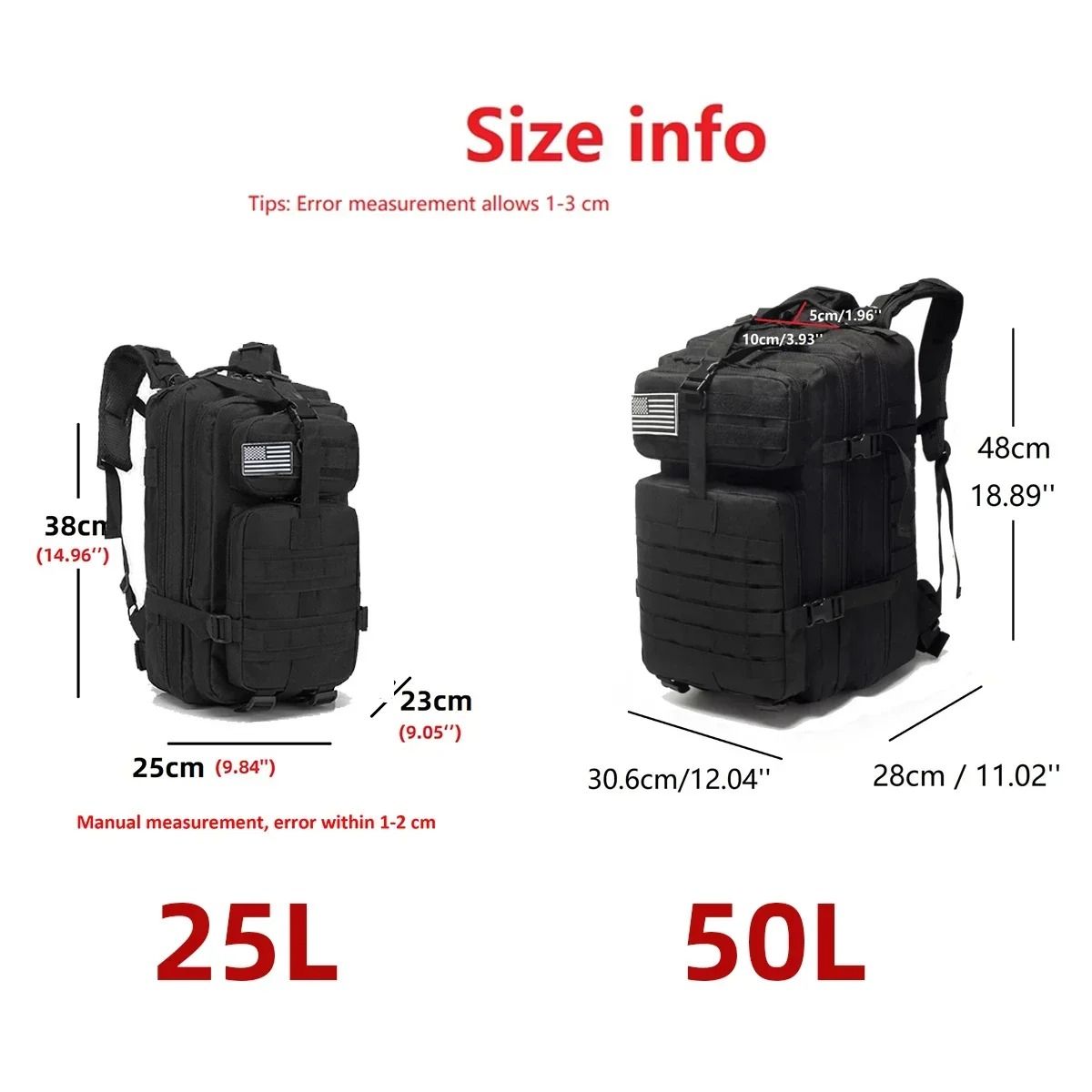 Waterproof Tactical Backpack 25L 50L Nylon Outdoor Hiking And Camping Bag 3