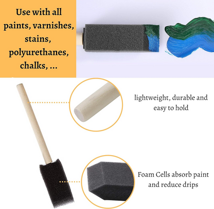 Sponge Brush Wooden Handle Watercolor Oil Stain Art Craft Painting Drawing Kit Art Tools For DIY 2