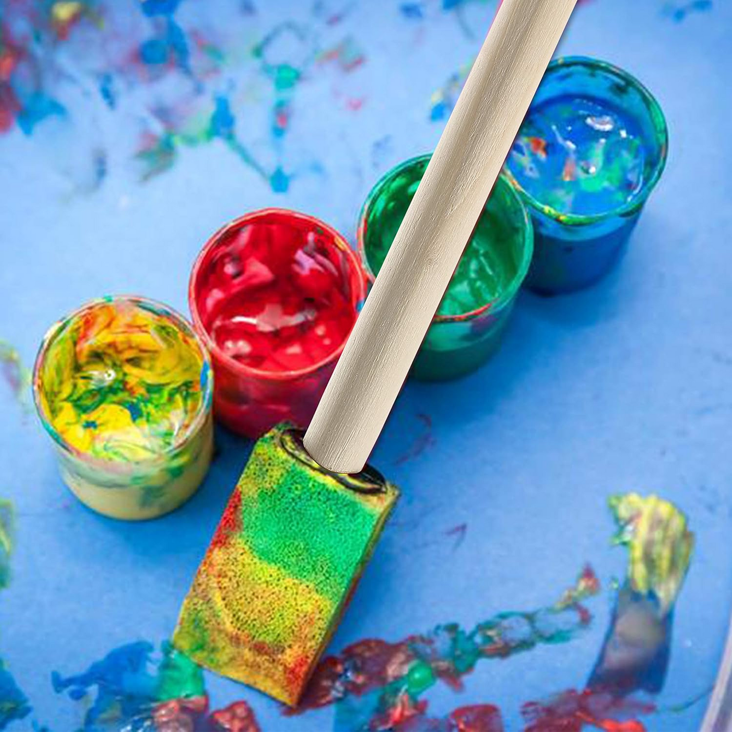 Sponge Brush Wooden Handle Watercolor Oil Stain Art Craft Painting Drawing Kit Art Tools For DIY 4