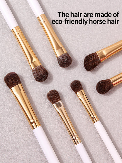 7Pcs Eye Shadow Makeup Brushes Set, Soft Horse Pony Hair Cosmetic Brushes, Blending Smudge Shader Beauty Kit