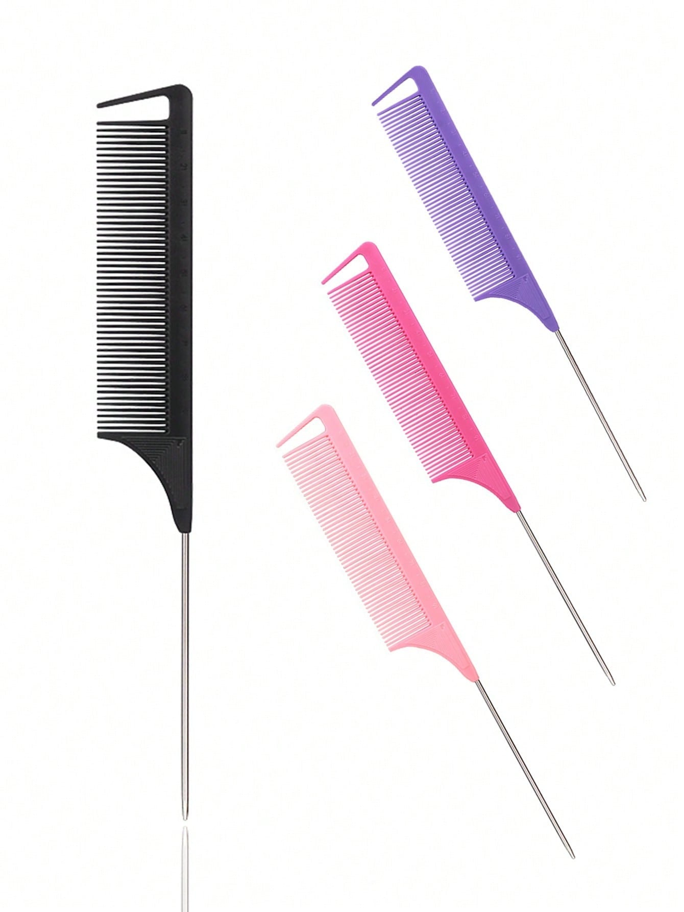Professional Stainless Steel Pointed Tail Hair Comb Brush, Salon Styling Hair Comb Tool for Hairdressers & Real Hair