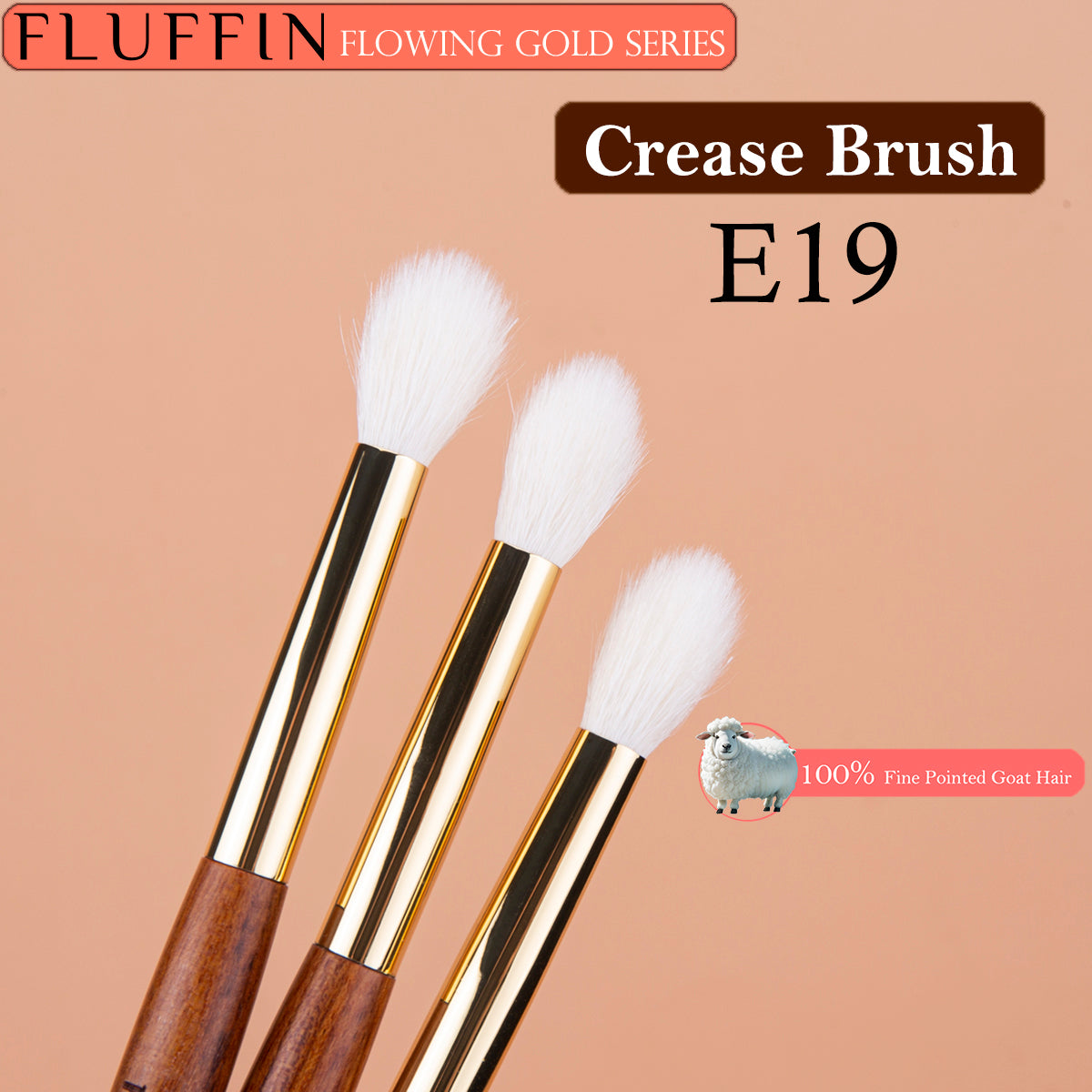 High-End FLUFFIN Crease Brush Goat Hair Flame Eyeshadow Nose Shadow Highlighter Brush Copper Rosewood Makeup Brush
