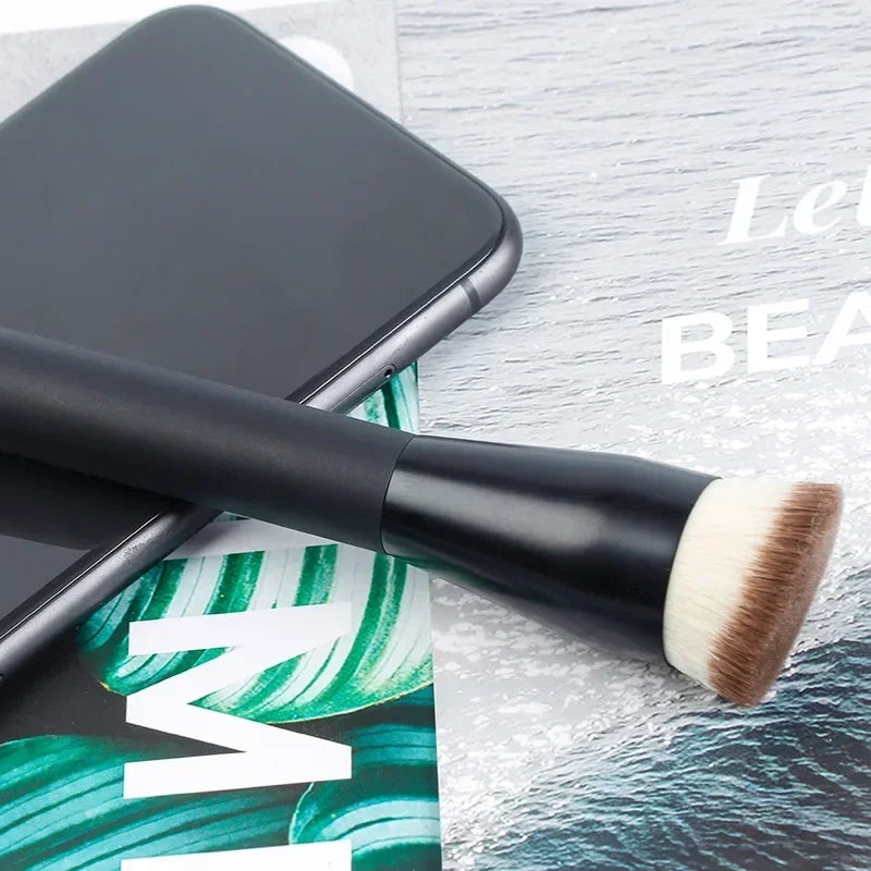 Flat Top Foundation Makeup Brushes, Flat Angled Contour Brush for Liquid Cream, Bronzer Blending Buffing Makeup Tool