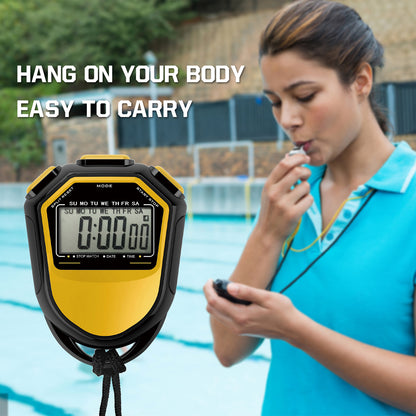 HighVisibility LCD Digital Stopwatch Waterproof Handheld Chronograph For Coaching Sports Training   2