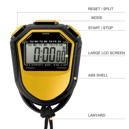 HighVisibility LCD Digital Stopwatch Waterproof Handheld Chronograph For Coaching Sports Training   5