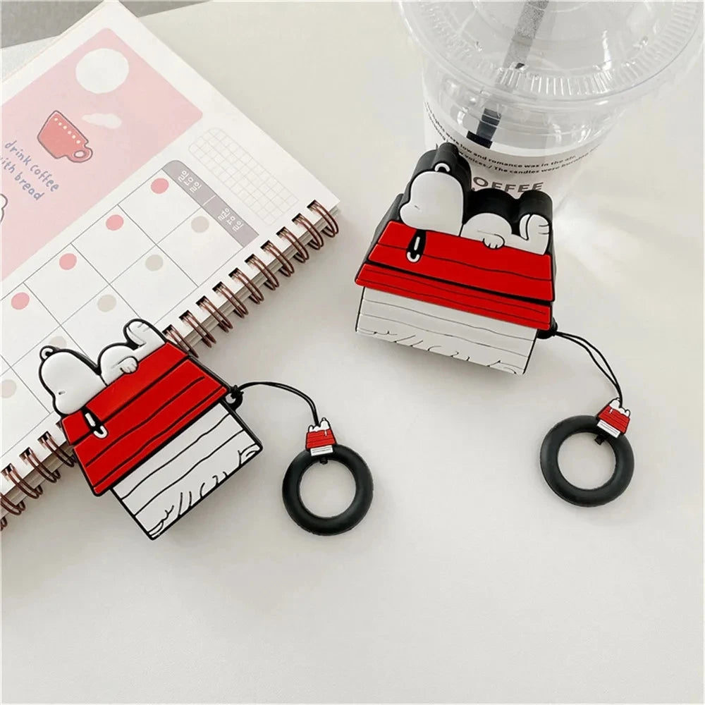 NEW MINISO Snoopy Airpods Pro Case 1 2 3, Cartoon Silicone Wireless Bluetooth Earbuds, Protective Cover with Lanyard