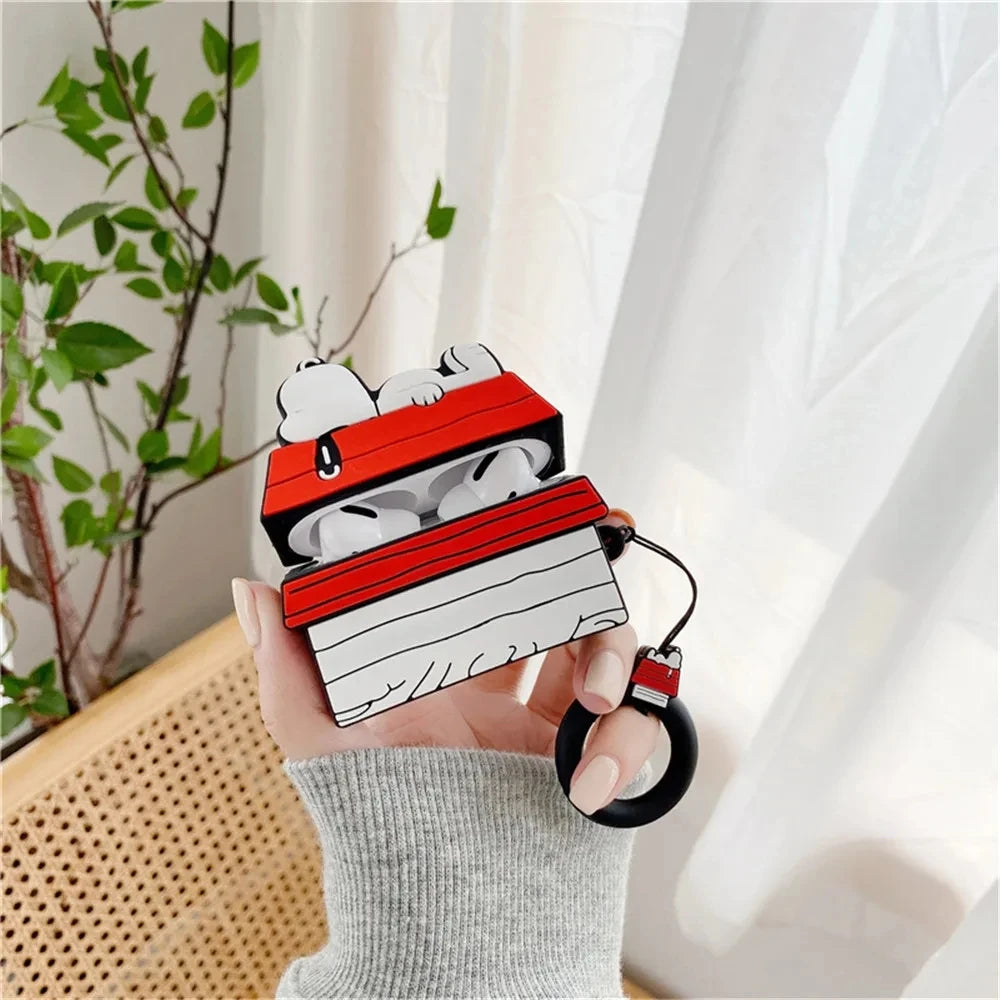 NEW MINISO Snoopy Airpods Pro Case 1 2 3, Cartoon Silicone Wireless Bluetooth Earbuds, Protective Cover with Lanyard