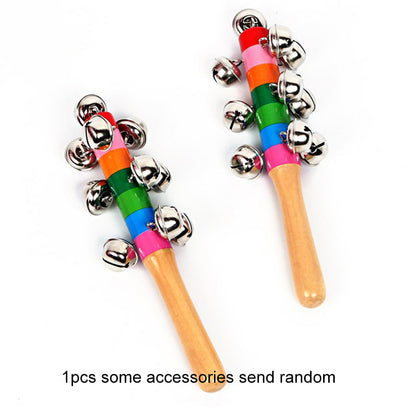 Colorful Rainbow Hand Held Bell Stick, Wooden Discussion Musical Toy for Adult KTV Parties, Kids Games & Group Gifts