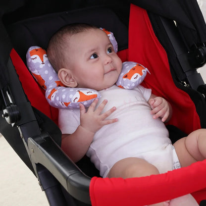 Cotton Soft Baby U-Shaped Pillow, Multi-functional Stroller & Car Travel Pillow for Children with Cartoon Designs