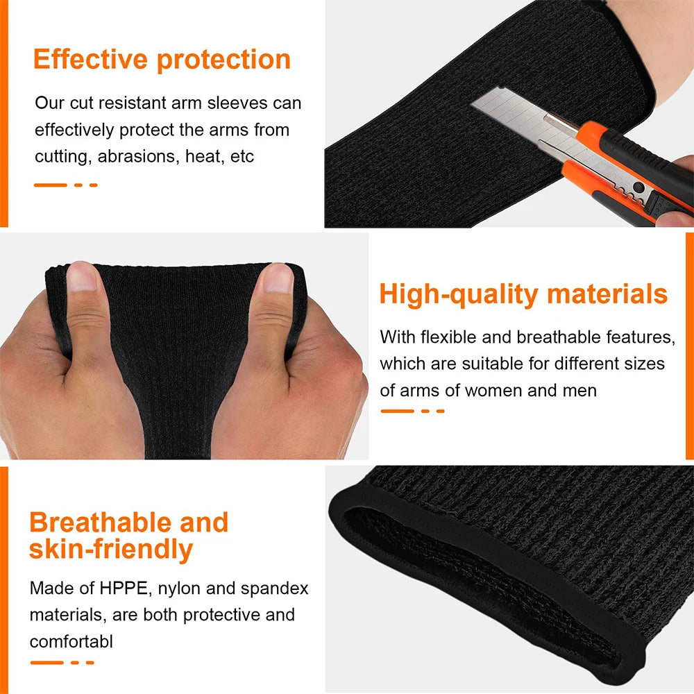 1 Pair Level 5 Cut Burn Resistant Sleeves Thin Skin Bruising Working Arm Guards Forearm Arm Protect 4