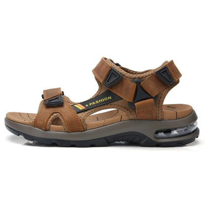 Mens Genuine Leather Roman Sandals Comfortable Summer Beach Flip Flops 1