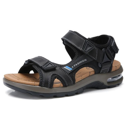 Mens Genuine Leather Roman Sandals Comfortable Summer Beach Flip Flops 2