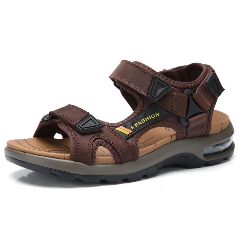 Mens Genuine Leather Roman Sandals Comfortable Summer Beach Flip Flops 3