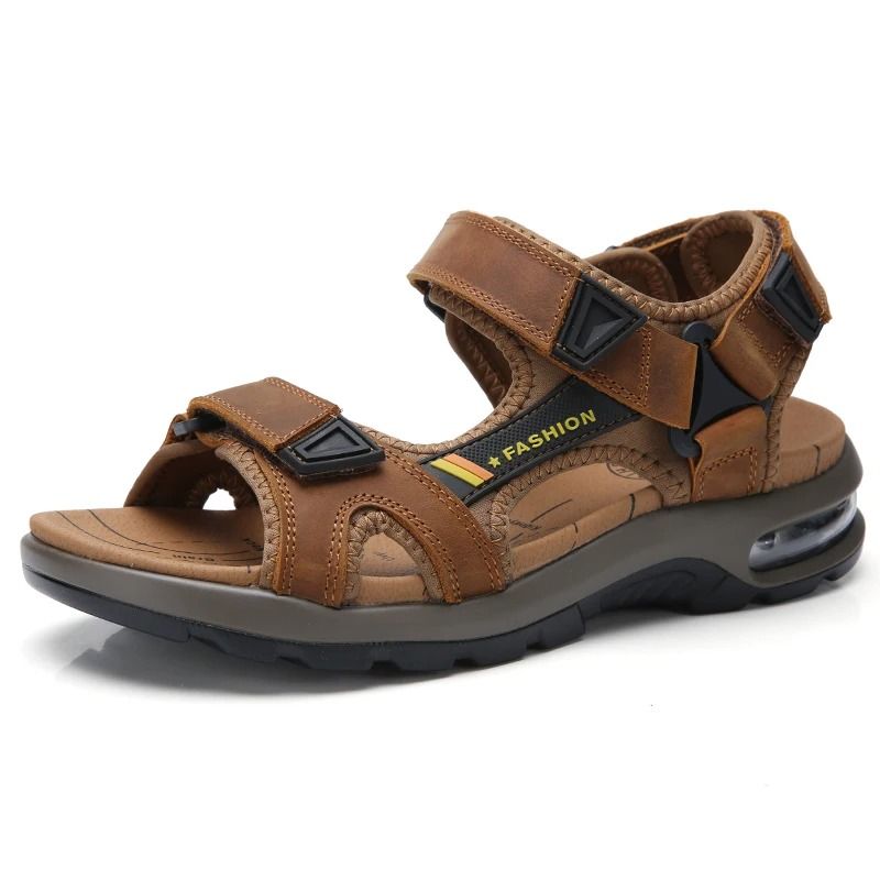Mens Genuine Leather Roman Sandals Comfortable Summer Beach Flip Flops 5