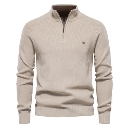Mens Cotton Zip Cardigan High Collar Knitted Sweater 9