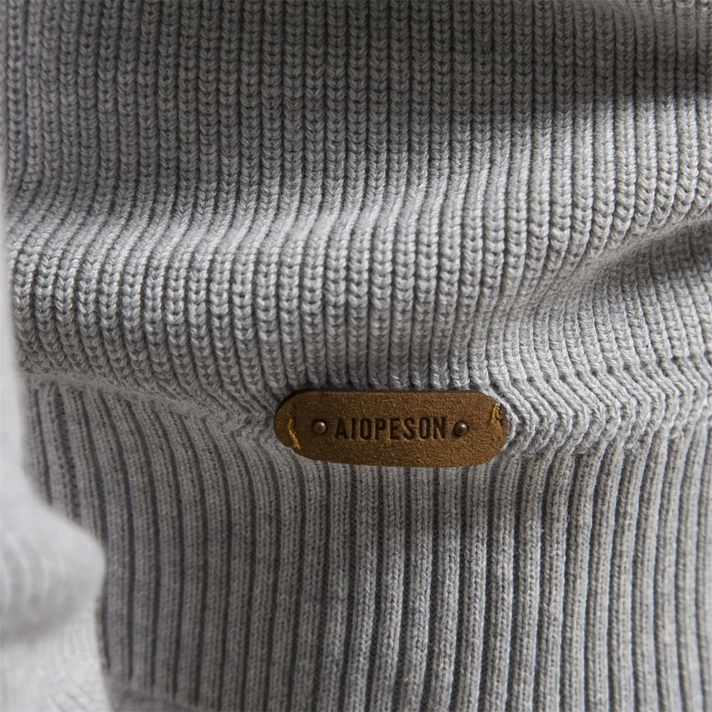 Mens Cotton Zip Cardigan High Collar Knitted Sweater 4